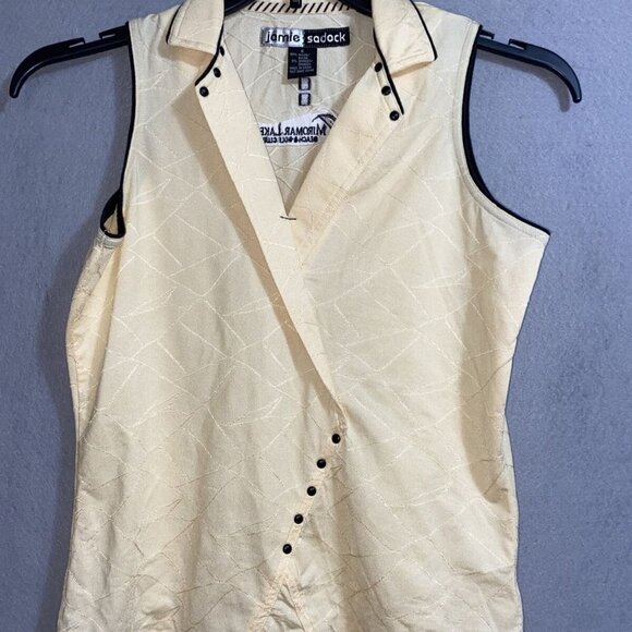 Jamie Sadock Yellow Sleeveless Women's Blouse with Embroidered On Back Sz‎ S - Picture 1 of 8